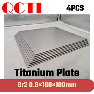 4Pcs Gr2 Titanium Legering Plaat Ti Vel 0.8*100*100Mm 6al-4v Voor Diy Oem Metaalbewerking Benodigdheden