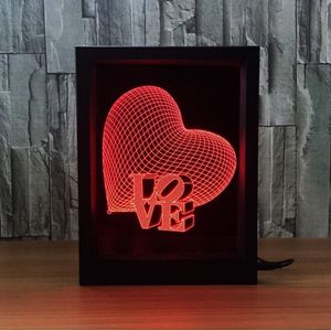 Creatieve Liefde Hart 3D Nachtlampje, 7 Kleur Schakelaar Tafel Bureaulamp Cadeaus voor Ouders of Vriendin