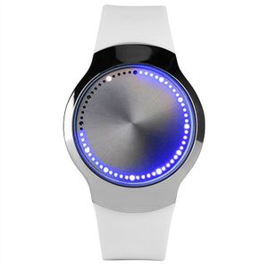 Creatieve Mannen Vrouwen Digitale LED Horloge Touch Screen Blue Light Quartz Horloge Analoog Siliconen Band Unqiue Klok Unisex