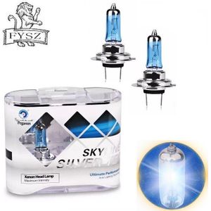 2Pcs H7 12V 100W 6000K Car Halogeen Koplamp Lampen Mistlampen 2400lm Ultra Hoge Helderheid Quartz glas Witte Lichten-Blauw + Zilver