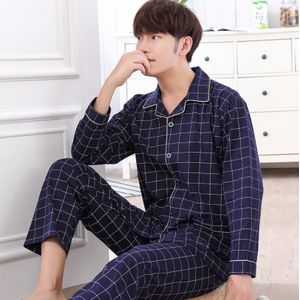 Aankomst Nachtkleding Mannen Met Lange Mouwen Herfst Winter Katoenen Plaid Trainingspak Grote Werven M-4XL Pyjama Mannen Pijama hombre