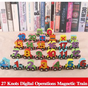 <3 Jaar Oud Educatief Houten Magnetische Digitale Kleine Trein Kinderen Unisex Brief Assembleren Tractor Bouwsteen Speelgoed Auto