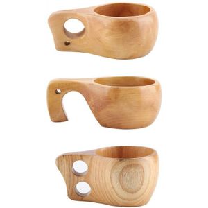 Nordic stijl Handgemaakte houten cups mokken Duurzaam Draagbare hout Sap Melk Koffie Thee Kopjes Water Drinken Mokken Home Decor Ambachten