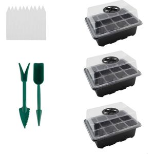 40 #3 Pack Mini Kas Voor Zaaien Lade Zaaien Tray Met Deksel 12 Cellen Per Lade Zaailing Starter Lade kit Met Ademende