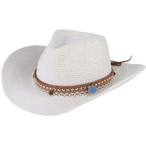 Mannen Vrouwen Retro Western Cowboy Hoed Rijden Lederen Riem Brede Rand Cap Hoed