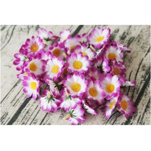 100 Stk/partij 3.5Cm Mini Daisy Zonnebloem Zijde Kunstbloemen Partij Bruiloft Decoratie Home Decor (Zonder Steel) bloem Krans