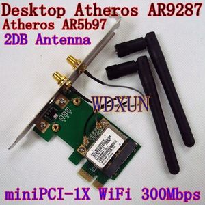 Dedicated desktop WIFI AR9287 300 M PCI-E 1x draadloze kaart met 2DB antenne WIN8 WIN7