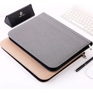 A4 Leer Manager Bestandsmap Luxe Grote Multifunctionele Rits Document Clip Tas Office Business Pad Folio Levert + Calculator
