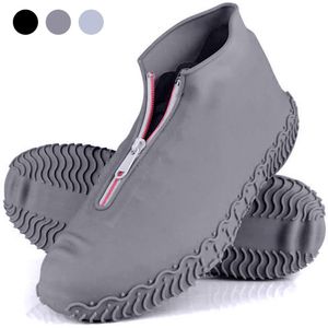 1 Paar Waterdichte Schoen Covers Herbruikbare Vouwen Niet-Slip Siliconen Regen Overschoenen Met Rits Outdoor Schoen Protectors