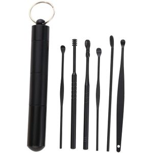 6 Stks/set Draagbare Roestvrij Stalen Spiraal Oor Pick Lepel Oorsmeer Removal Cleaning Earpick Oor Schoner Oor Lepel Care Tools