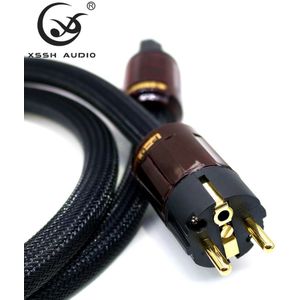 XSSH audio Hi-End Hifi versterker OFC Puur Koperen Schuko Euro EU + IEC AC Vrouwelijke Mannelijke Vergulde power Plug Power Cable Cord Wire