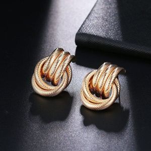 Classic Gold Kleur Twisted Liefde Knoop Stud Oorbellen Voor Vrouwen Eenvoudige Geometrische Kleine Oorbellen Bruiloft Bruids Sieraden