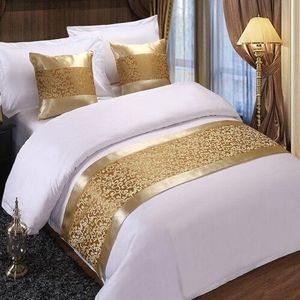 Champagne Bloemen Spreien Bed Runner Gooi Beddengoed Koningin King Bed Cover Handdoek Home Hotel Decorations5