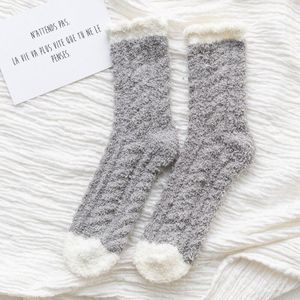 Vrouwen Voorraden Winter Coral Fleece Fluwelen Dikke Vloer Sokken Casual Indoor Jit Kleur Thermische Pluche Kous