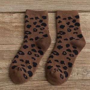 Spotted Leopard Print Vrouwen Sokken Katoenen Badstof Buis Verdikte Sokken Warme Sokken Katoen Koreaanse Japanse Stijl Eur35-40