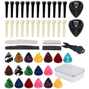 Akoestische Gitaar Brug Pinnen Gitaar Accessoires Kit Met Picks Voor Gitaar, Gitaar Pick Houder, gitaar Zadel Moer En Brug Pi