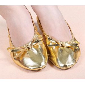 Vrouwen Buikdans Schoenen Golden Leather Ballet Schoenen Praktijk Dansen Schoenen Vlinder Versierd Size34-41