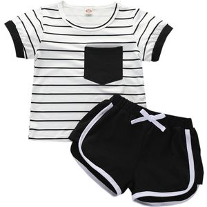 Focusnorm 1-6Y Zomer Causale Kids Jongens Kleding Sets Gestreepte Korte Mouwen Pocket T Shirts Tops Shorts