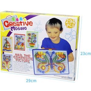 Mozaïek Pegboard Kids Educatief Speelgoed 296pcs Paddestoel Nagels Jigsaw Puzzels Leren Speelgoed YU-Home