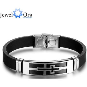 200mm Cross PU Leer Rvs Mannen Armband Mode-sieraden Armbanden & Bangles Voor Vaderdag (jewelOra BA101593)