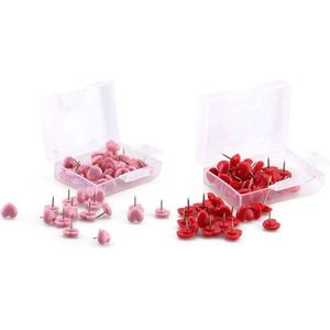 100Pcs Hart Vorm Plastic Kurk Boord Veiligheid Gekleurde Push Pins Punaise-50 Stuks Roze & H50pcs Rood