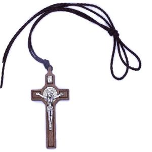 Jesus Cross Ketting Hout Metalen Hanger Sieraden Mannen Womens Katholieke Religieuze