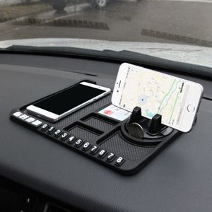 2 stuks antislipmatten auto dashboard met 2 kleine, ronde anti-slip pads siliconen telefoonhouder voor dashboard met parkeernummerveld voor mobiele telefoon zonnebril sleutels, zwart