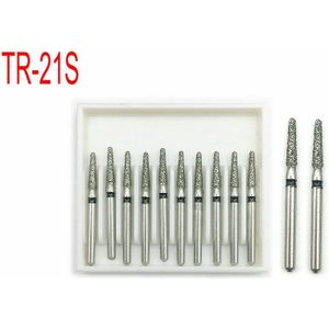 10 Pcs Dental Diamond Fg Hoge Snelheid Boren Super Grof Dental Burs Voor Tanden Polijsten Smoothing TR-21S