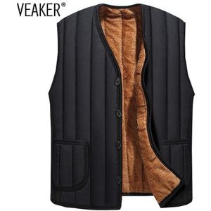 Mannen Zwarte Fleece Vest Jas Mannelijke Winter Mouwloze Vesten Bovenkleding Warme Beneden Fleece Liner Vesten Jassen Plus Size 3XL