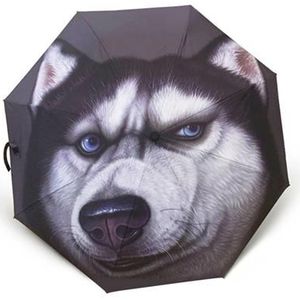 Automatische paraplu Dier Husky Hond patroon Regendicht uv-bescherming parasol grote zonnescherm