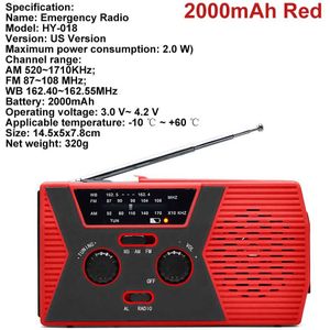 Solar Hand Crank Radio Am/Fm Emergency Radio Met Led Zaklamp 1200/2000/4000/5000Mah Power Bank Voor Mobiele Telefoon