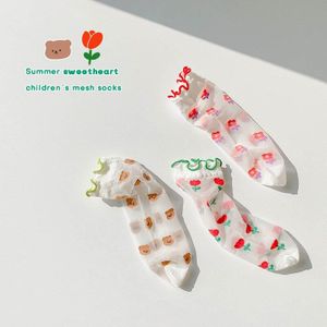 1394a 3 Paren/partij Kinderen Sokken 2022 Zomer Dunne Cherry Bear Houten Oor Kousen Katoen Hak 1188 Meisjes Sokken
