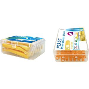 40X Asus Push-Pull Interdentale Tandenborstel Pick Tand Orthodontische Tandenstoker Tandenborstel Geel &amp; Oranje