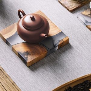 Creatieve Japanse Houten Hars Theekop Mat Theepot Tray Pad Tearoom Theekopje Warmte-isolatie Zen Thee Accessoires Woondecoratie