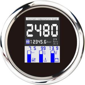 Met Alarm Universele 85Mm 4 In 1 Multi-Functionele Gauge Meter Lcd Digitale Toerenteller 0-9999Rpm water Temp Oliedruk 0 ~ 10Bar