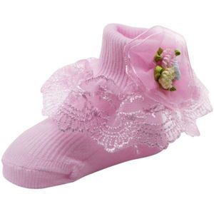 Kawaii Leuke Baby Meisjes Katoen Zweet Absorberende Non-Slip Sokken Met Kant Bloemen Sokken