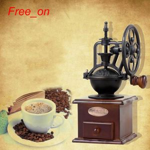 Hand Schudden Koffieboon Slijpmachines Vintage Grote Wiel Handleiding Koffiezetapparaat Gietijzeren En