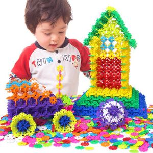 400 Stks/partij 3D Plastic Building Sneeuwvlok Puzzel Kids Vlokken Grijpende Plastic Disc Set Bouw Kinderen Speelgoed
