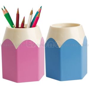 Roze/Blauw Potlood Makeup Brush Holder Pen Cup Box Desk Organizer Kids Jy23 19