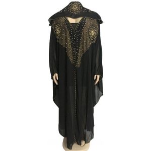 Kralen Gewaden Lange Jurken Hooded Zomer Chiffon Abayah Plus Size Split Zwarte Jurk Met Elastische Innerlijke Slijtage
