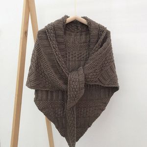 Solid Winter Driehoek Sjaal Vrouwen Gebreide Sjaal Wraps Grote Warme Halsdoek Deken Vrouwelijke Pashmina Ponchos Tippet Voor Dames