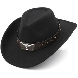 Mistdawn Outdoor Straat Strand Unisex Wol Blend Opleving Brede Rand Chapeau Western Cowboy Hoed Party Punk Cowgirl Cap