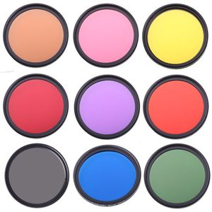 9 kleuren/set Full Color filter kit DSLR Camera Lens Filter 49mm 52mm 55mm 58mm 62mm 67mm 72mm 77mm Blauw Rood Oranje Lens Filter