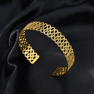 Letdiffery Vintage Hollow Vrouwen Open Bangles Golded Rvs Leaf Geometrische Vorm Bangle Mode-sieraden