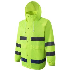 Reflecterende Regenjas Regen Broek Suit Hooded Lange Mouwen Jas Broek Kit Hoge Zichtbaarheid Winddicht Waterdichte Veiligheid
