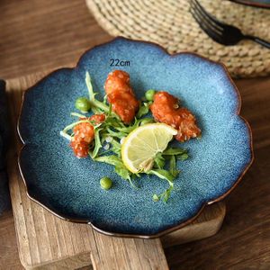 Fancity Creatieve Mori Meisje Keramische Servies Blauw Lotus Plaat Westerse Voedsel Plaat Steak Plaat Salade Ontbijt Plaat