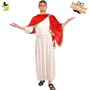Volwassen Man Romeinse Nobele Pak Kostuum Prestaties Stijl Wit Romeinse Gewaad Carnaval Party Noble Outfits