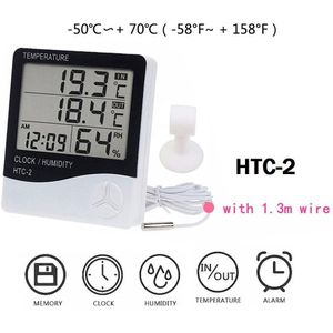 Lcd Elektronische Digitale Temperatuur Vochtigheid Meter Indoor Outdoor Thermometer Hygrometer Weerstation Klok HTC-1 HTC-2
