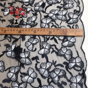 Zwart licht paars blauw vlinder Chiffon Stof Doek trouwjurk avondjurk jurk Kleding stof Geborduurde stof