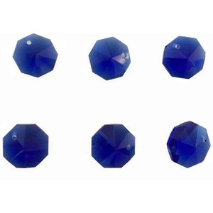 Uitgebreide Crystal Glas Achthoek Midden Blauw Kralen In Een Gat 100 stuks 14mm Voor Verlichting Diy Garland Streng Hangers mode